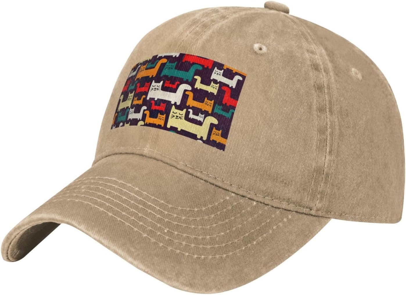 Cat Print Cowboy Hat Personalized Baseball Cap Fashion Hat Cap Funny Gifts for Women Men Natural
