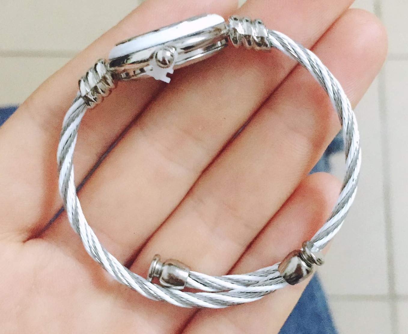 Orologio da polso da donna e ragazza, 2 tonalità, oro e argento, classico, con cinturino intrecciato