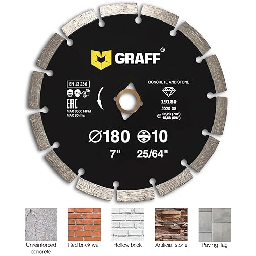 Miniatura 4 de Hojas de sierra de 7 pulgadas para amoladora angular  Rueda de corte de diamante para cortar piedra, mármol, granito, ladrillo, mampostería,