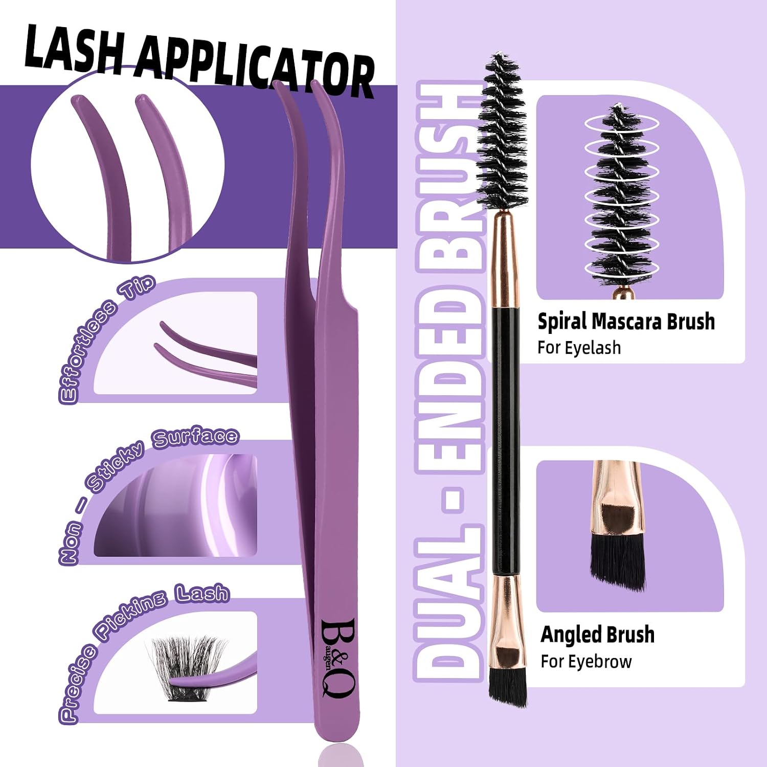 B&Q Fluffy Lash Clusters Kit UltraSoft Cluster Eyelash Extensions, 200D Volume Eyelash clusters 10-18mm Lash Extension Kit, D Curl Individual Lashes kit with lash Applicator Tool (200D Set)