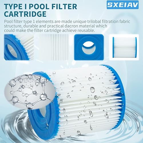Miniatura 5 de SXEIAV Cartucho de filtro de piscina tipo I, cartucho de filtros de repuesto para 58093, para bomba de filtro RX330, para bombas de filtro de 300330