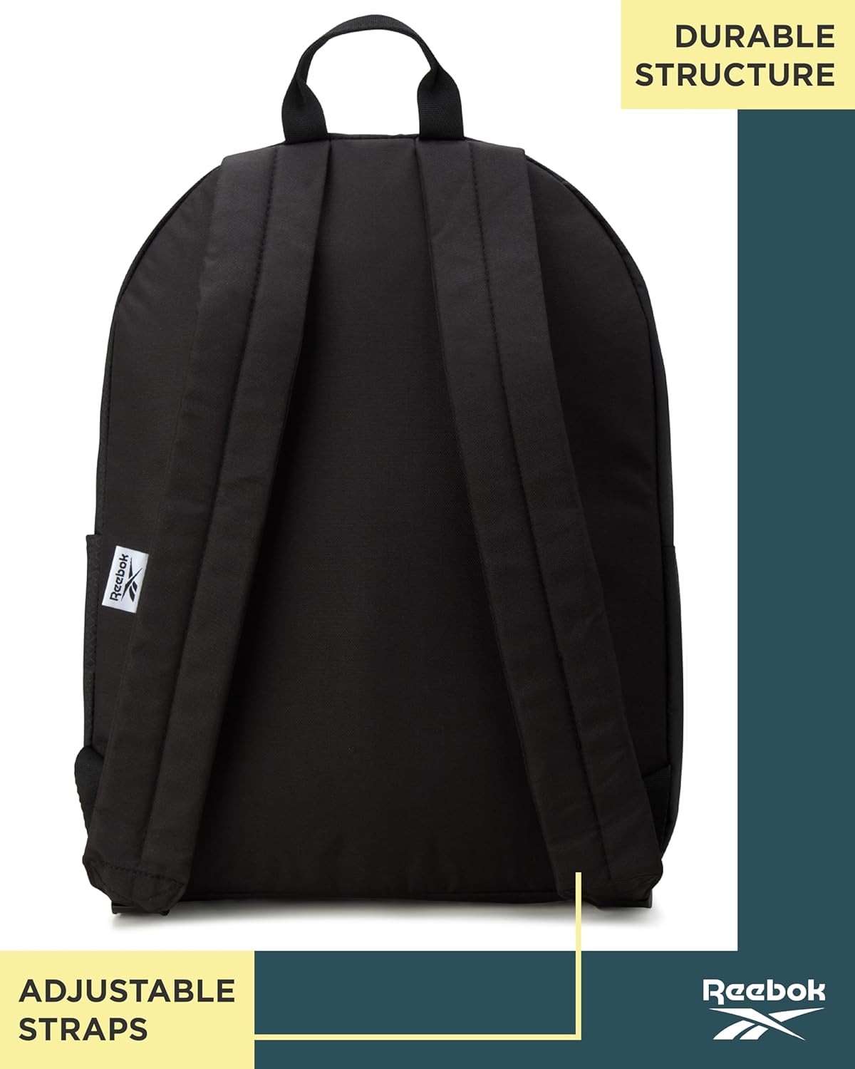 Reebok Element Backpack - Multipurpose Lightweight Carry On Everyday Bag for School Gym and Travel Backpack for Men & Women, Element Black With White Logo - Image 6