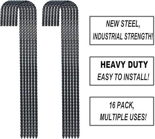 Miniatura 10 de Estacas para barras de refuerzo de tierra de 16 pulgadas, gancho en J extra resistente, a prueba de óxido, anclajes de tierra de acero con extremo