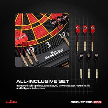 Arachnid Cricket Pro Tournament-Quality Electronic Dartboard up to 40 Games and 315 Variations (Including Popular Cricket Modes)