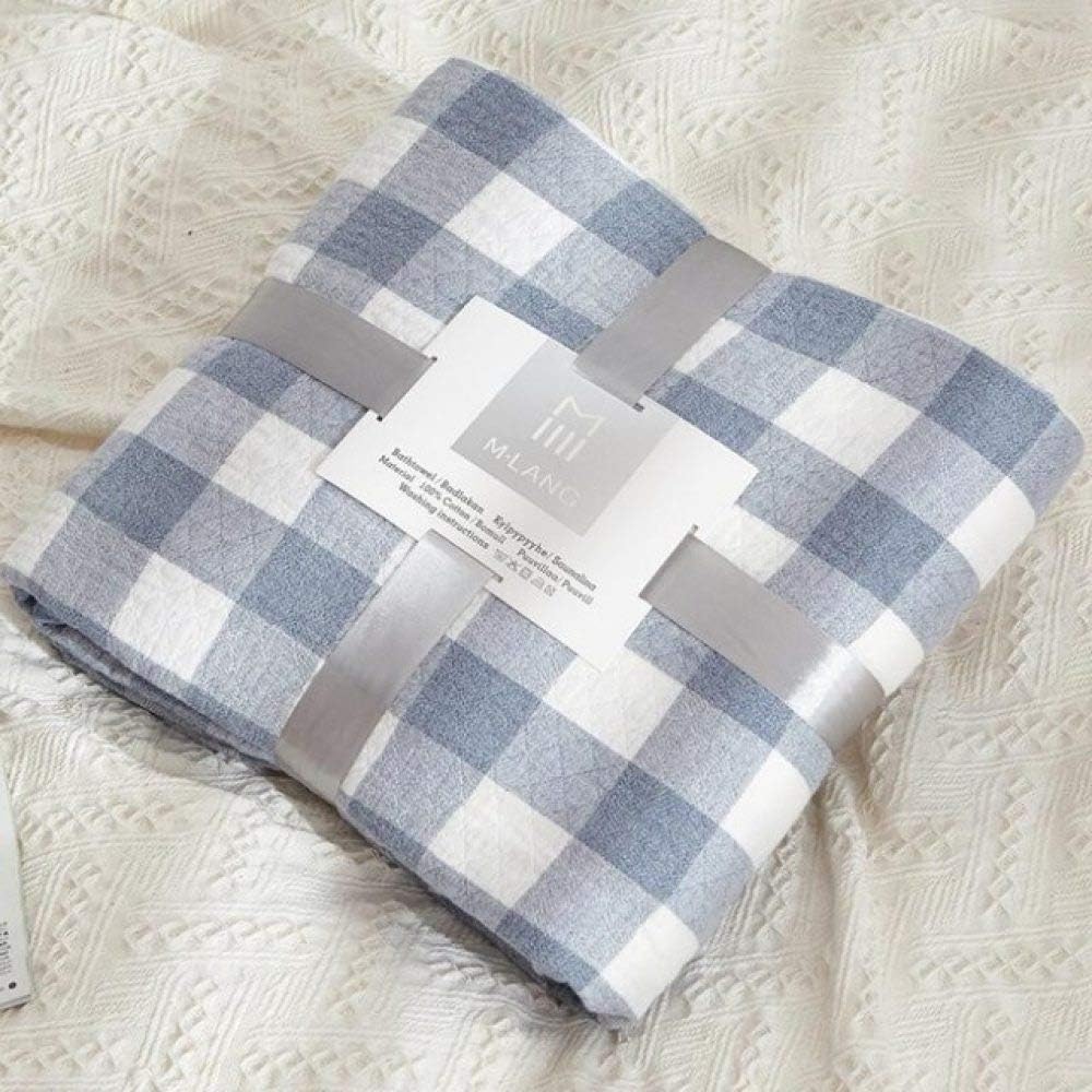 Blankets Grid Gauze Blanket Breathable Bed Sheet Yarn Quilt Plaid for Baby Sleeping Comforter Covering Blue Plaid 150x200cm (Blue Large Plaid 150x200cm)