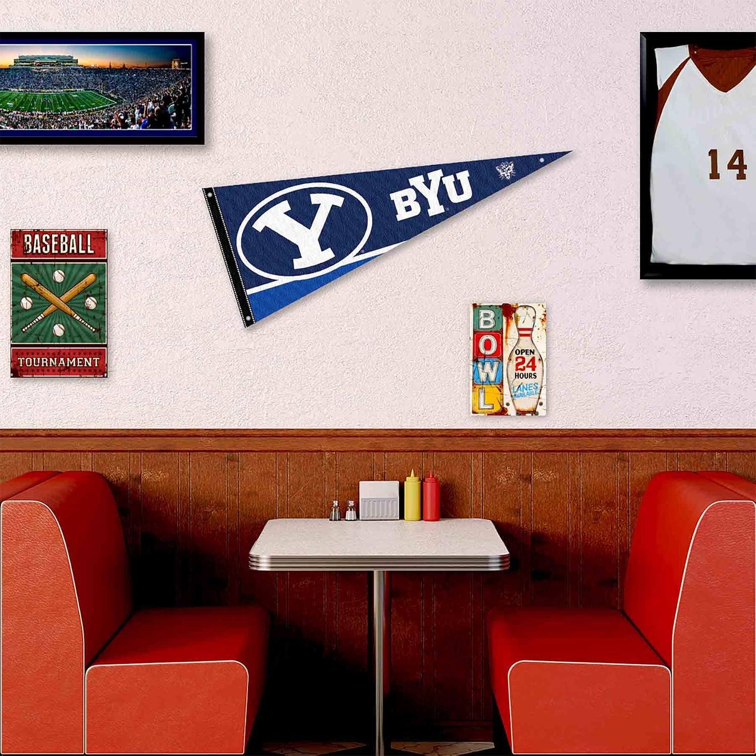 College Flags & Banners Co. Brigham Young Cougars Pennant Flag and Wall Tack Mount Pads
