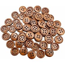 أزرار خشبية اللون البني، 200 Pcs جولة زر خشبي 4 ثقوب أزرار الخشب الحرف اليدوية DIY 1/2 بوصة 12.5 مم زر الخشب لمشاريع الخياطة سكرابوكينغ الملابس الملحقات