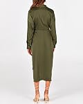 BTFBM Women Long Sleeve Satin Dress 2026 Summer Spring Lapel V Neck Button Down Belted Elegant Ruched Maxi Shirt Dresses