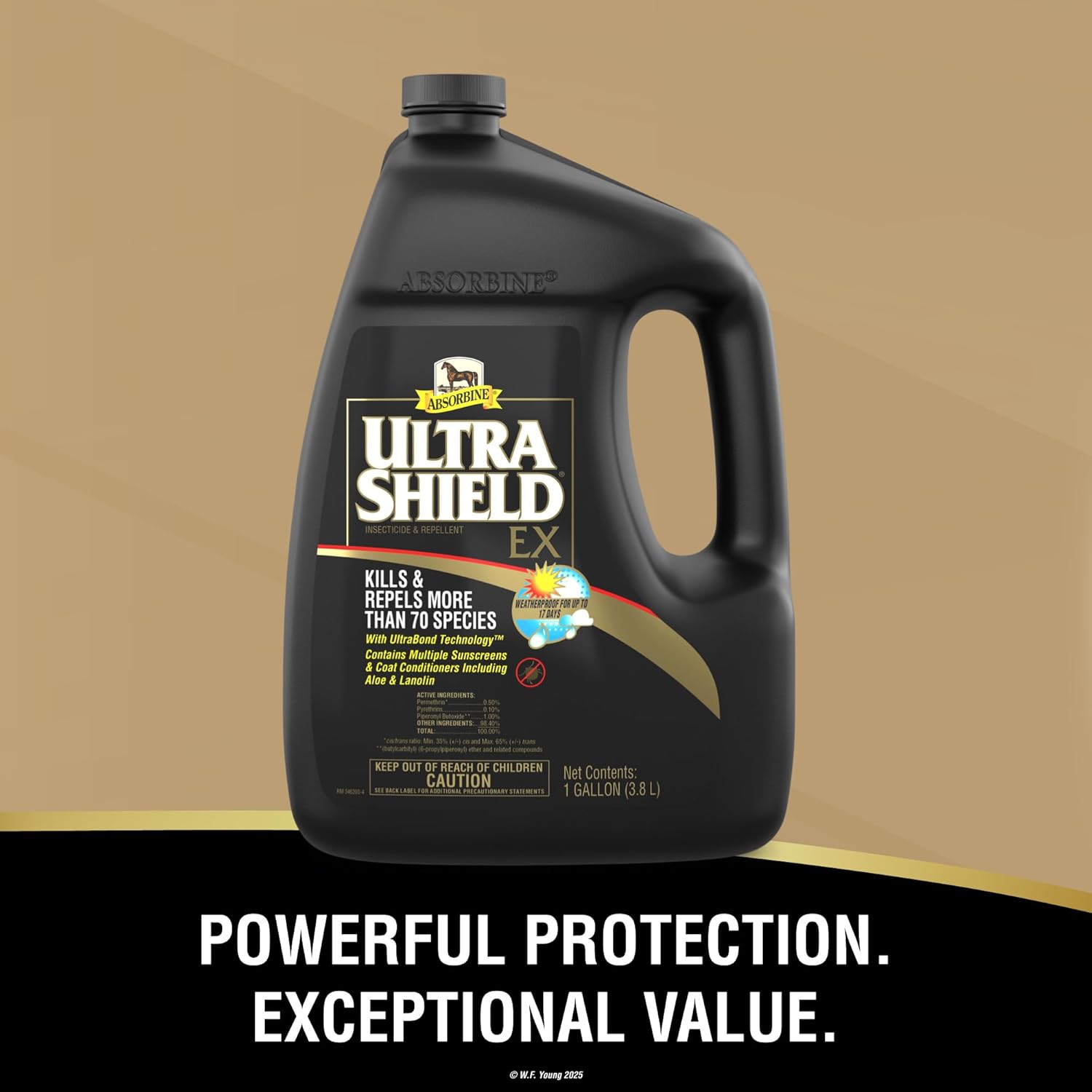 Absorbine UltraShield EX 128oz Insecticide, Kills & Repels Flies, Mosquitoes, Ticks, Fleas, Lice, Use on Horses, Dogs, Premises
