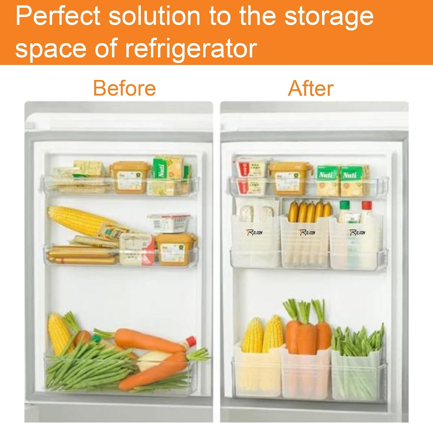 6 fridge storage boxes multipurpose containers for storage Space-saving Refrigerator Side Door Organizer for fridge kitchen Fruits, Vegetables Storage Containers- transparent image 4