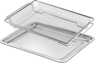 W11548747 Air Fryer Basket Replacement Parts for Whirlpool Range Oven Parts Kitchenaid Maytag Jenn-Air Air Fryer Tray with Drip Pan W11692811 304 Stainless Steel Mesh Basket Oven Baking Pan