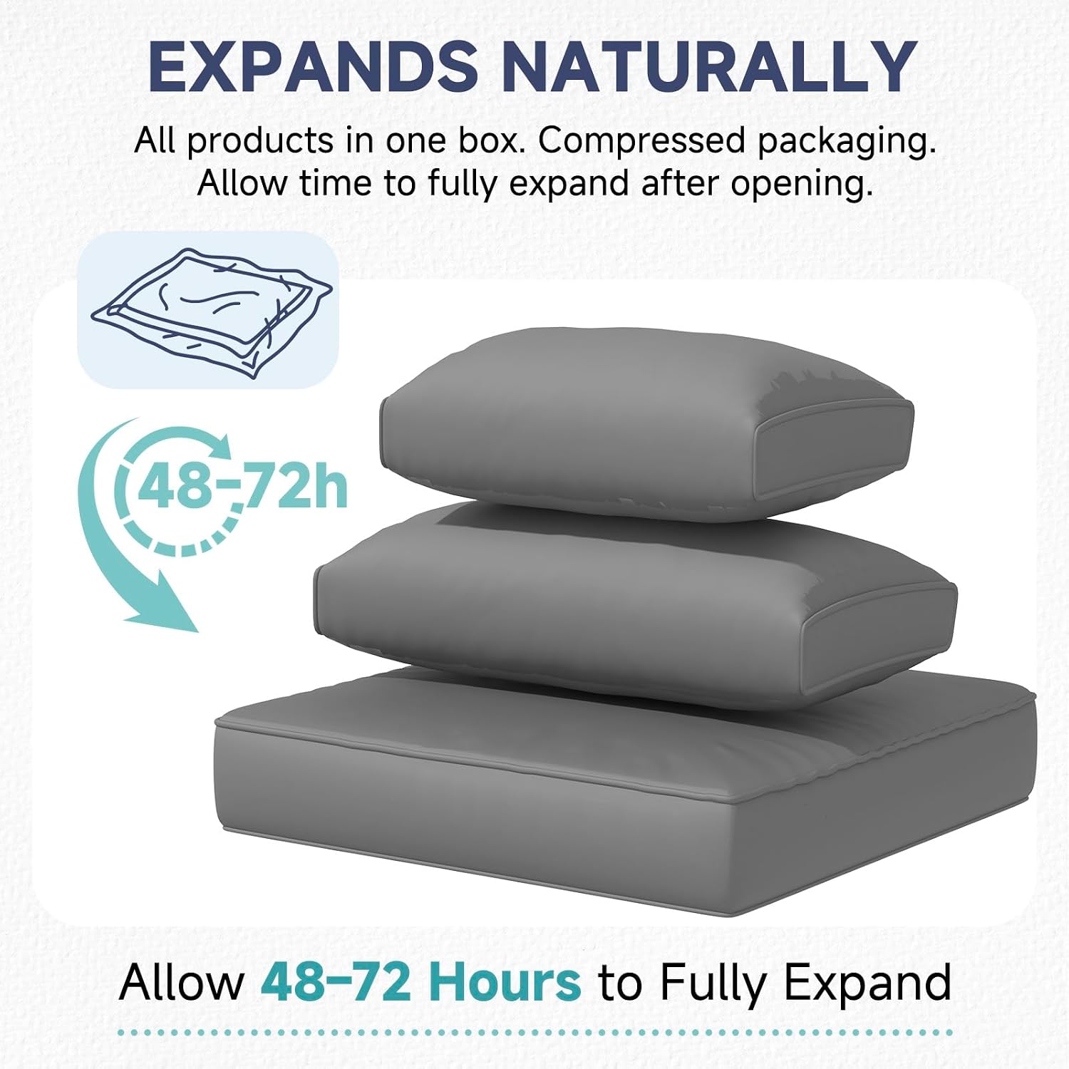 HOMREST 9-Piece Outdoor Replacement Cushions for 4-Seat Patio Sofa, Water-Repellent & Non-Slip, Deep Seat Cushion Set for Rattan Wicker Sectional Conversation Sets, Gray