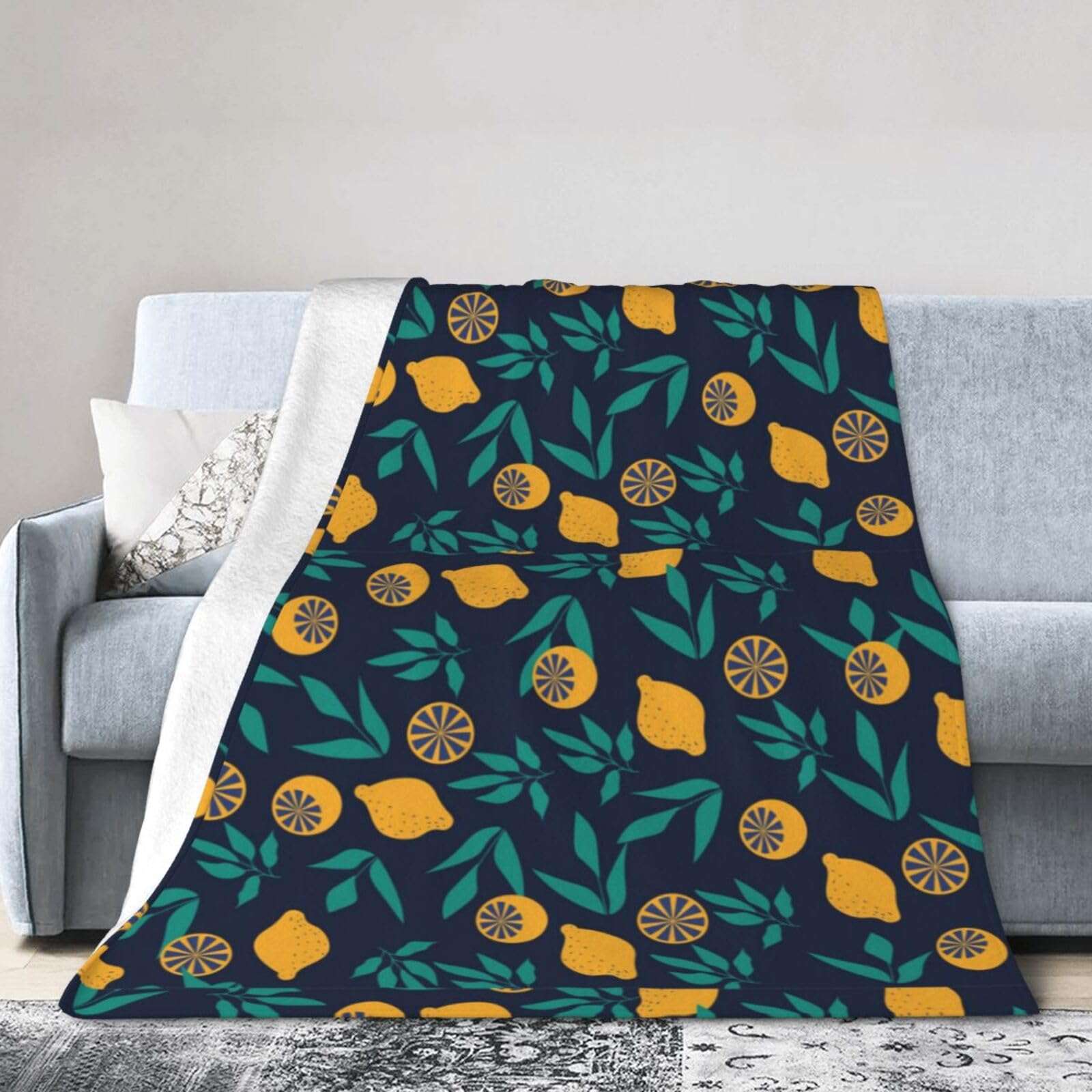 Noble Ren Summer Atmosphere Lemon Silhouette Ultra-Soft Micro Fleece Blanket Winter Warm Soft Lannel Fleece Throw Blanket For Couch Sofa Bed 40"X30"