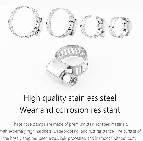 Miniatura 3 de Kit de 40 abrazaderas de manguera ajustables, abrazaderas de manguera de engranaje helicoidal de 14 a 18 pulgadas (0.236-1.142 in), abrazaderas de