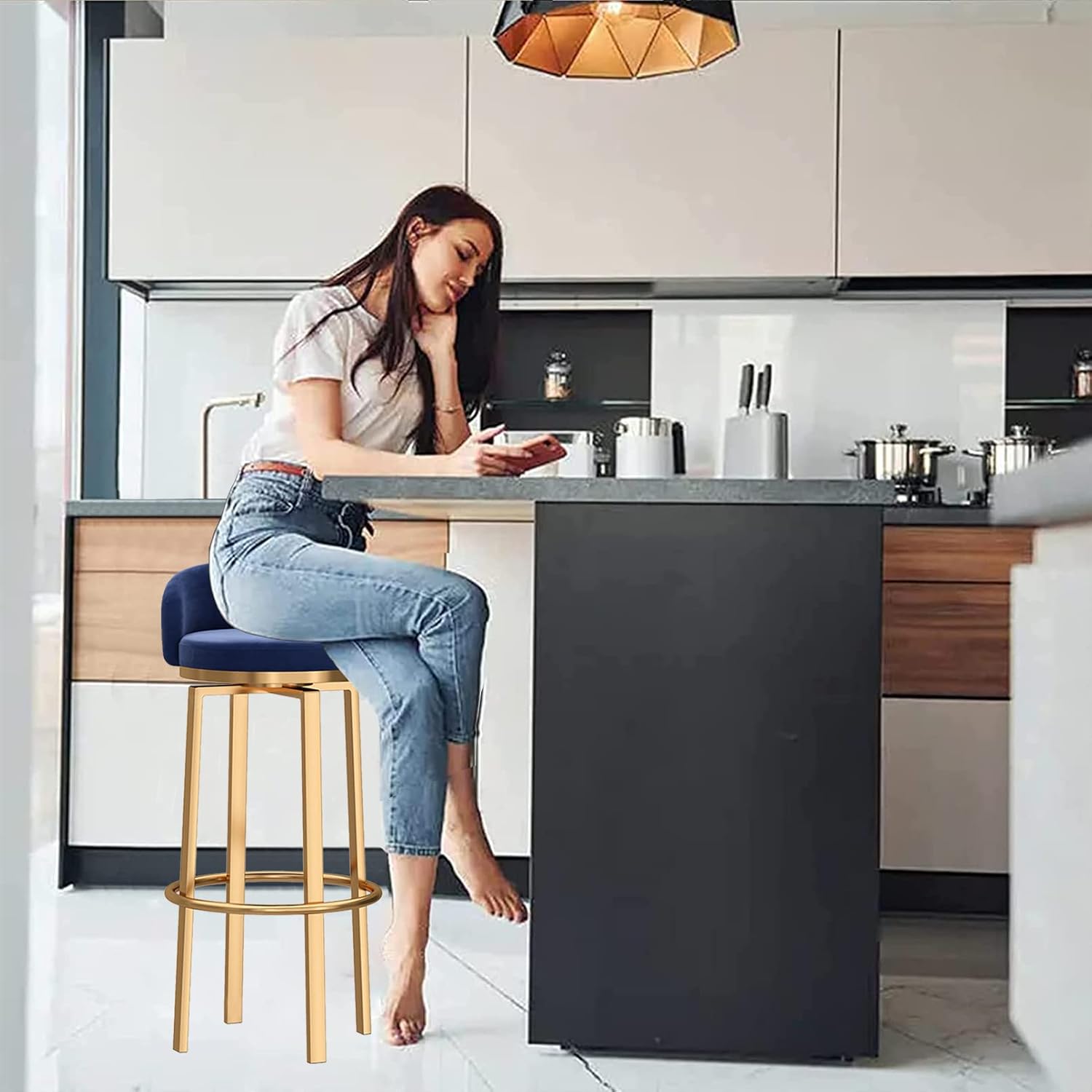 未使用バースツールキッチン朝食カウンターバーチェア 回転バースツール 4個セット 朝食用キッチンカウンタースツール