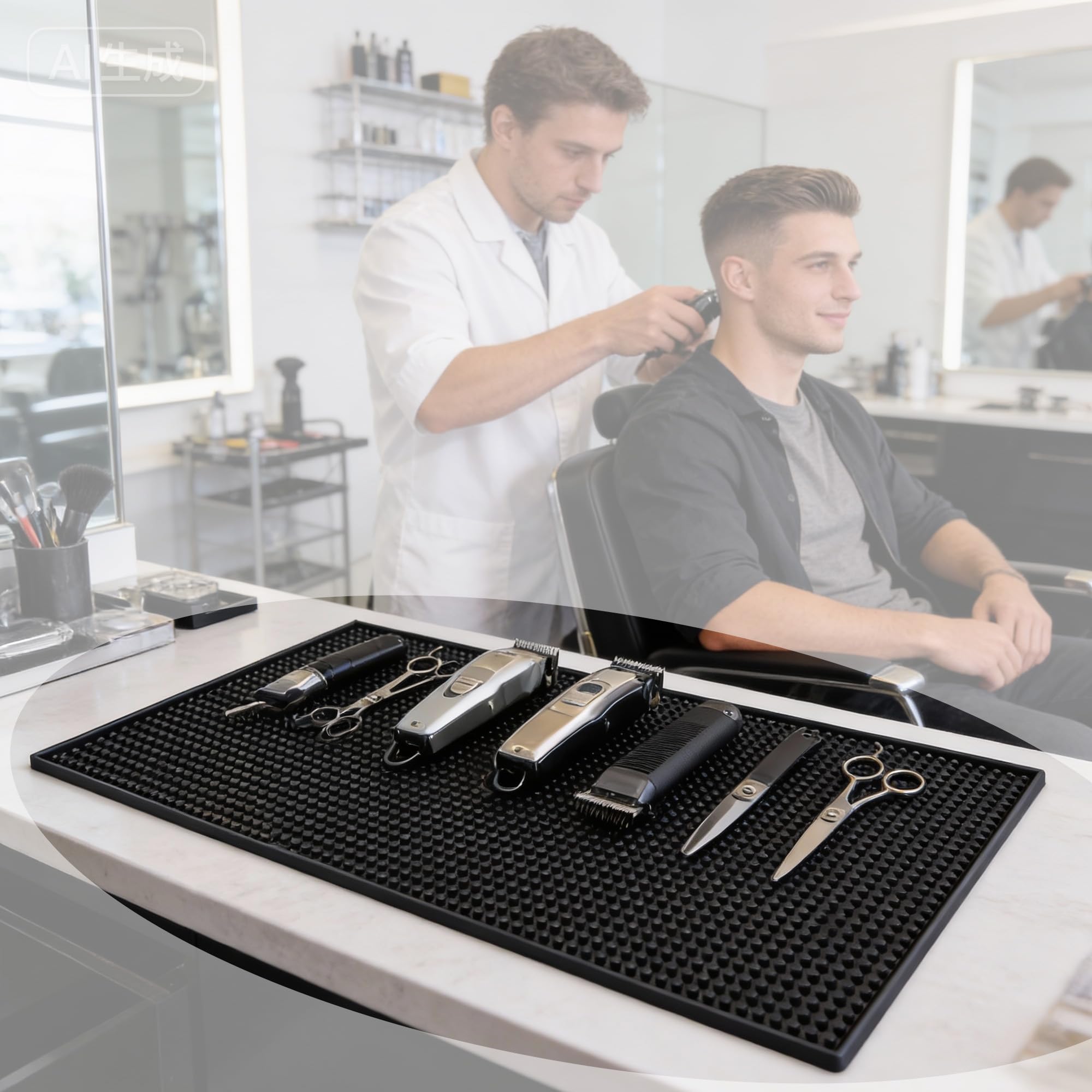 Friseur Matte, Barber Station Matte, 30×60cm Anti Rutsch Barber Organizer Mat, Anti-Rutsch Hitzebeständig Bis Faltbare Silikon, Tool Pad Für Den Salon Shop
