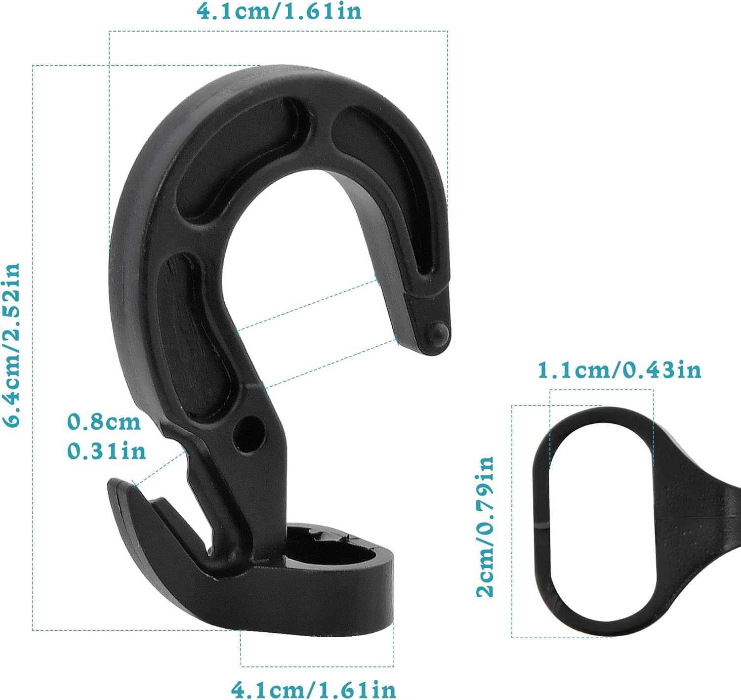 40 pcs Plastic Shock Cord Hooks, Elastic Bungee Rope Hooks Fit for 1/4" 5/16" 3/8" Shock Cord Rope Rubber Rope for Camping Tarps