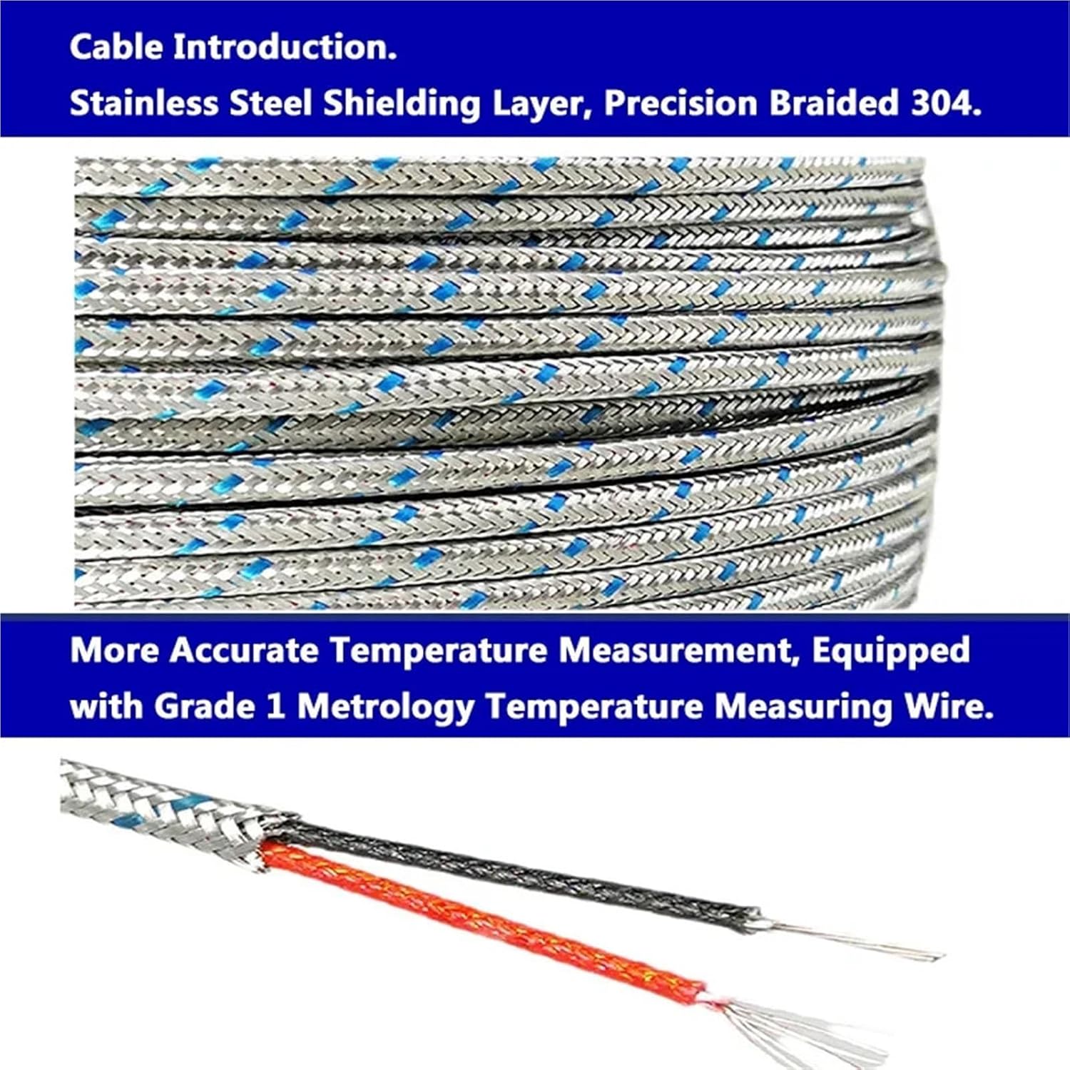 Termocouple Type K with M8 Screw Thread Stainless Steel Rapid Response for Industrial Monitoring 1Pcs(10M PT100,50mm)