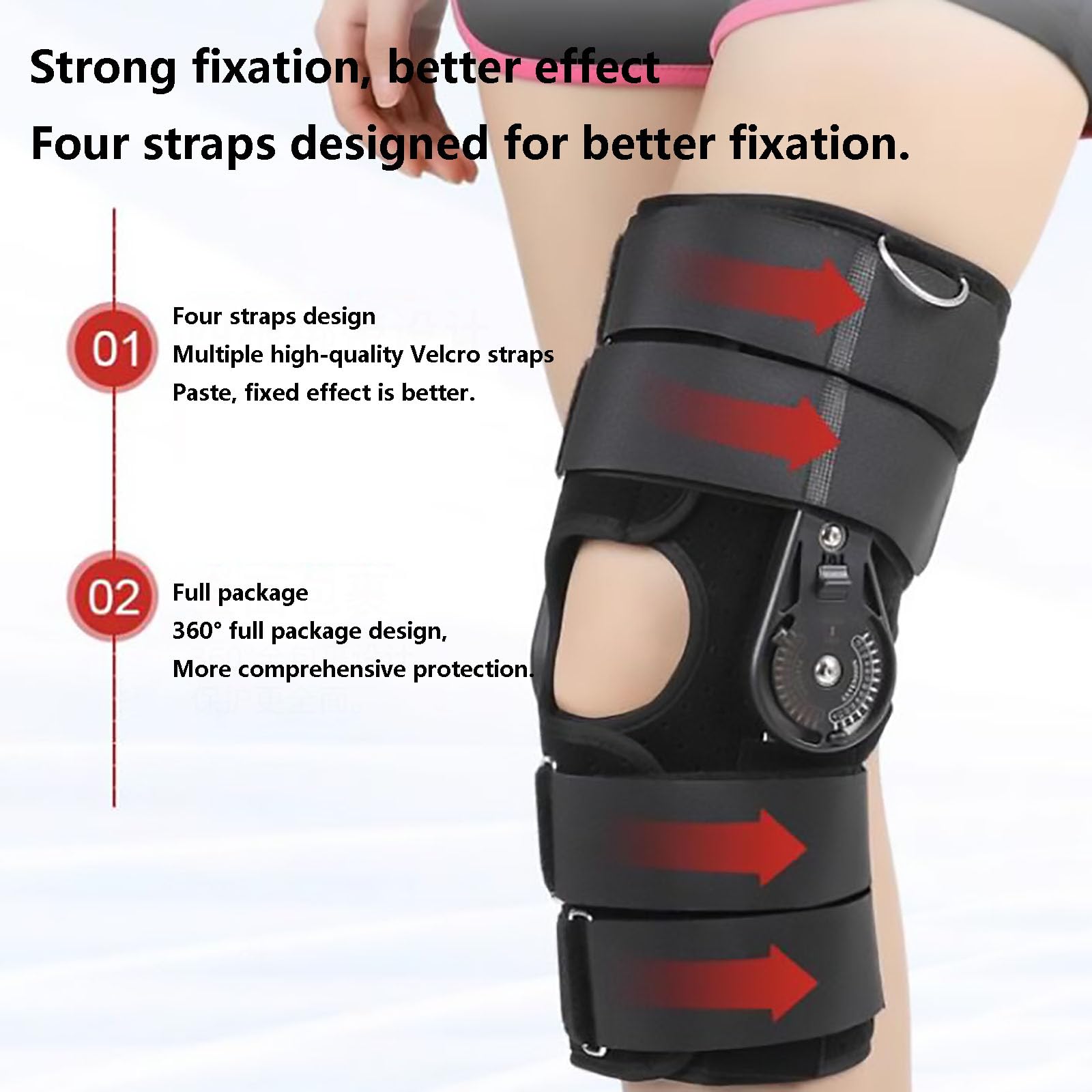 HAILM Rodillera Bisagras con Diales Bloqueo y Estabilizadores Laterales, 0°-120° Fija y Ajustable, Rodilleras para Dolor Rodilla, Artritis, ACL, PCL, MCL, Desgarro Menisco,S