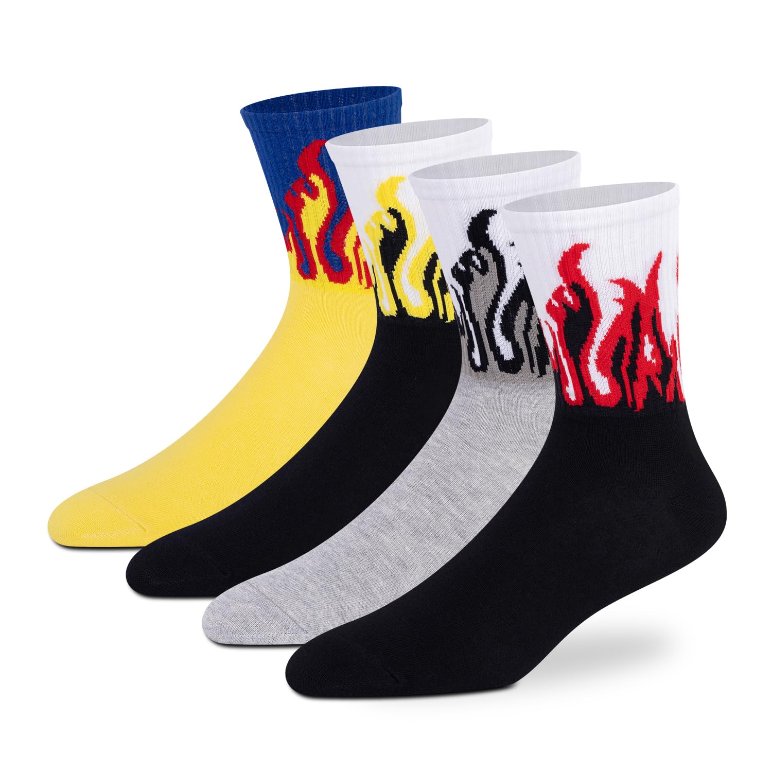 Crew Length Flame Socks for Man & Woman | Cotton Rich Breathable Fabric | Anti Odour & Sweat Absorbent | Reinforced Heel & Toe | Multicolour | Free Size | Pack of 4-image-26