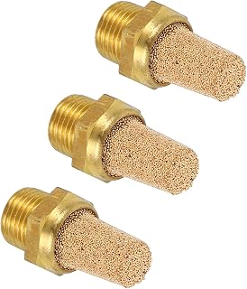 MECCANIXITY 3Pcs Air Compressor Muffler, 1/8" NPT-10mm Male Thread Sintered Bronze Exhaust for Pneumatic Tools Industrial Machinery, Long