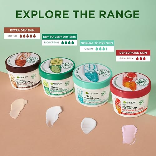 Miniatura 6 de Garnier Cuidado corporal reparador para piel seca, manteca corporal con manteca de cacao y ceramidas, para hasta 48 horas de humedad, superalimento