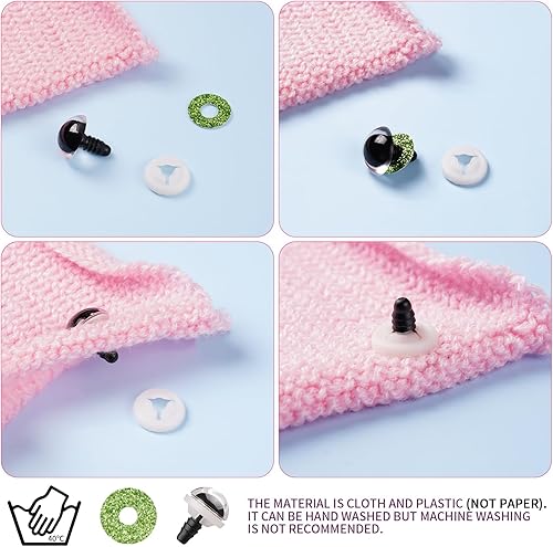 Miniatura 4 de MUCUNNIA 120 ojos de seguridad de 0.472 in para Amigurumi Ojos de seguridad de plástico con purpurina para ganchillo con arandelas, ojos de