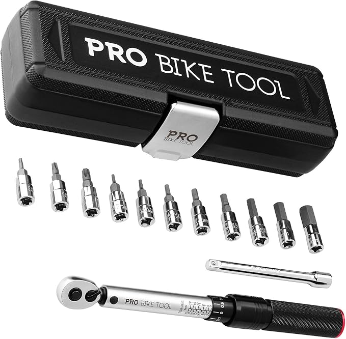 Pro Bike Tool 1/4 Inch Drive Click Torque Wrench Set 2 to 20 Nm Bicycle Maintenance Kit for
