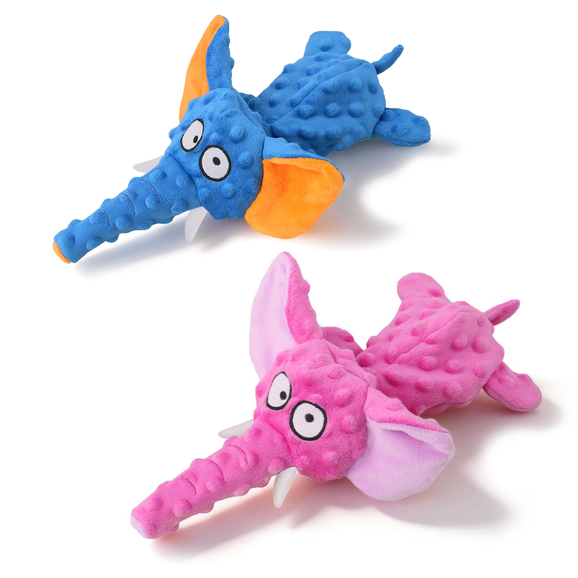 Potaroma Elephant Dog Toys 2 Pack, No Stuffing Squeaky Plush Chew Toy