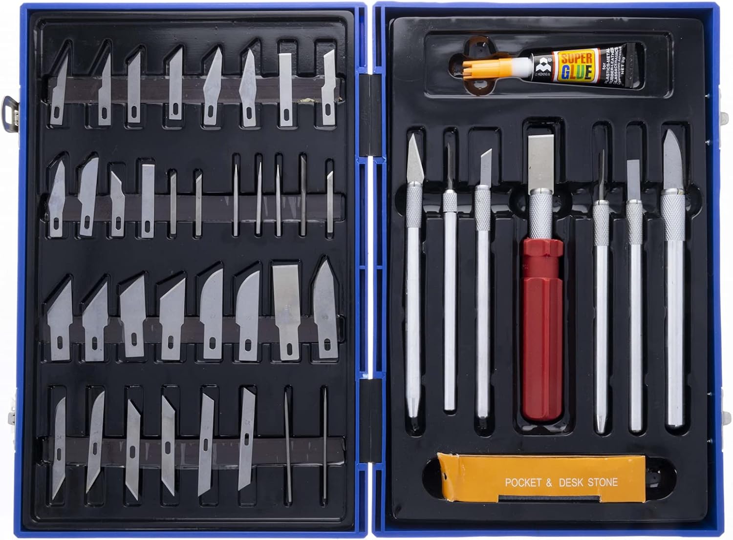 52pc Deluxe Cutting Knife Set with Molded Hard Case, Assorted Precision Utility Knife Blades and Handles Complete Set