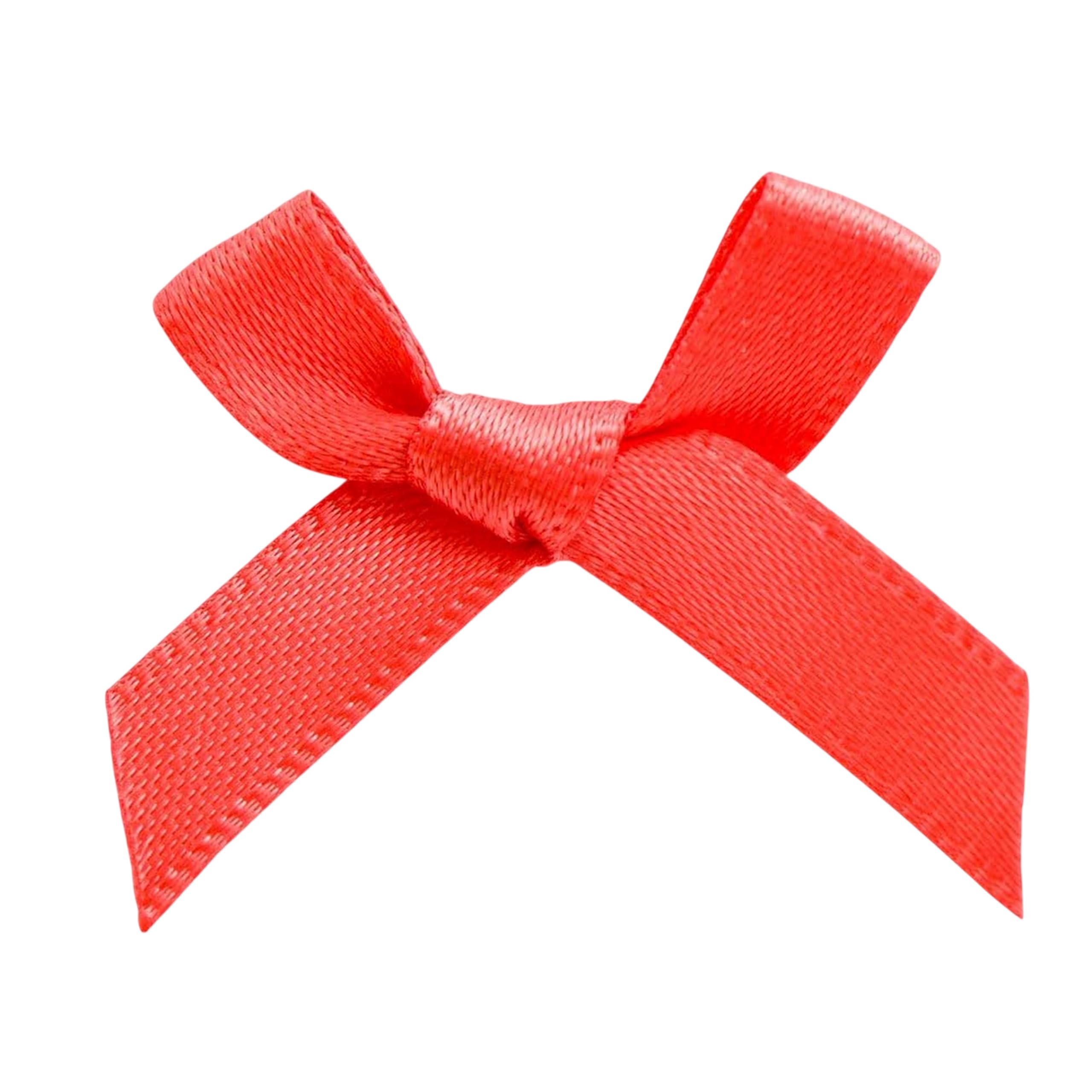 Italian Options Mini Satin Ribbon Bows, Small Bow Decorations for Crafts, Gifts, Hampers, Hair Bow, Wedding Stationery, Floristry, Christmas, Cakes, Crafting, Coral, 100 Pack, 3 cm
