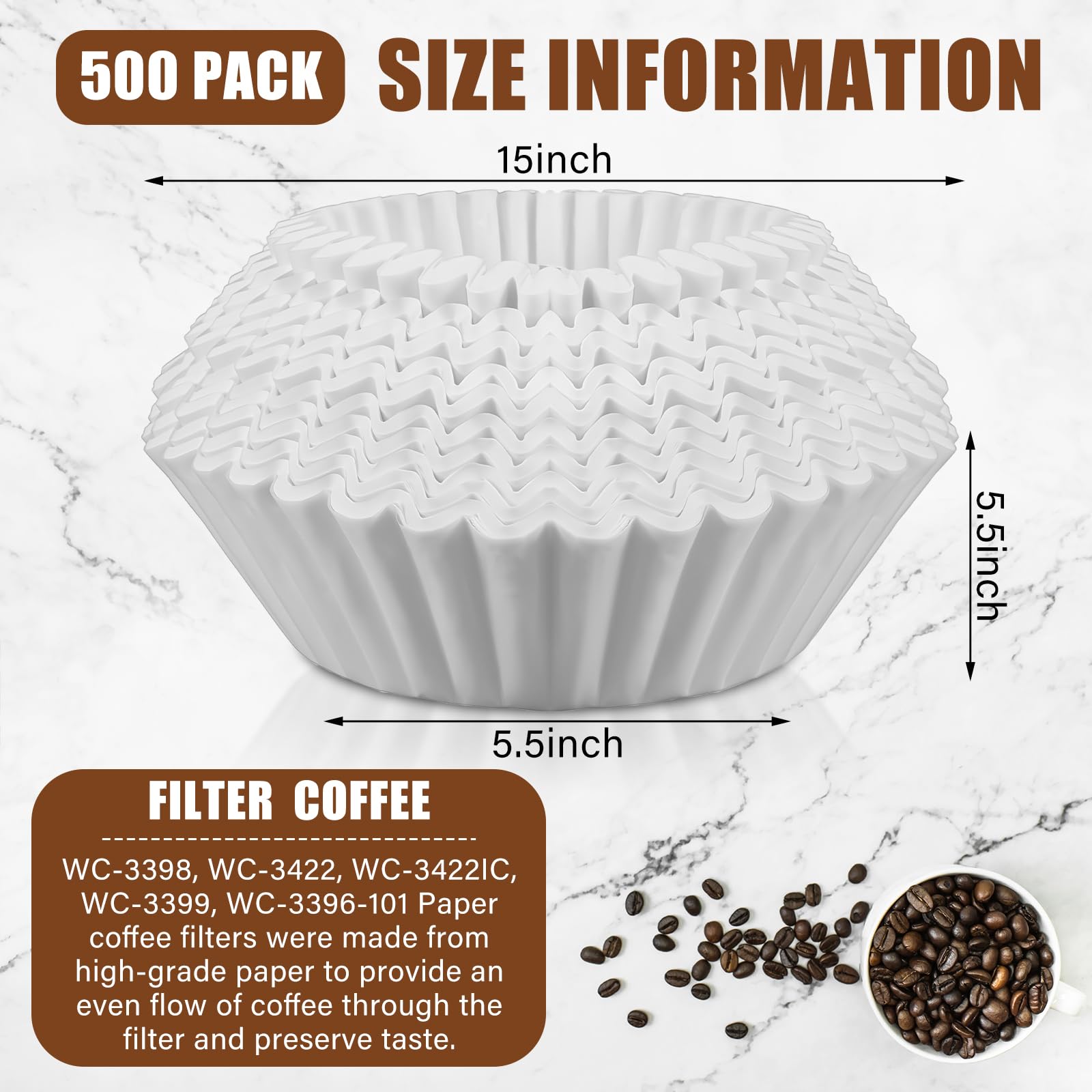 AmazingSpark 500 Stück extra große Kaffeefilter, 38,1 x 14,7 cm, Einweg-Papierfilter für Kaffeebrühen, Restaurants, große Brauer, kein Überlaufen, kein Reißen