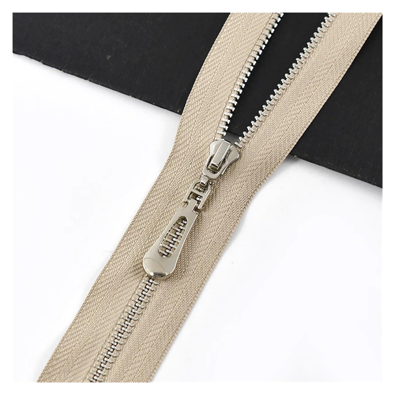 Two Way Separating Zipper, Two Way Auto Lock Zipper Multicolor 15-70cm for Sewing Bags Jackets Down Clothing(B89-khaki,OpenEnd-No3-50cm)