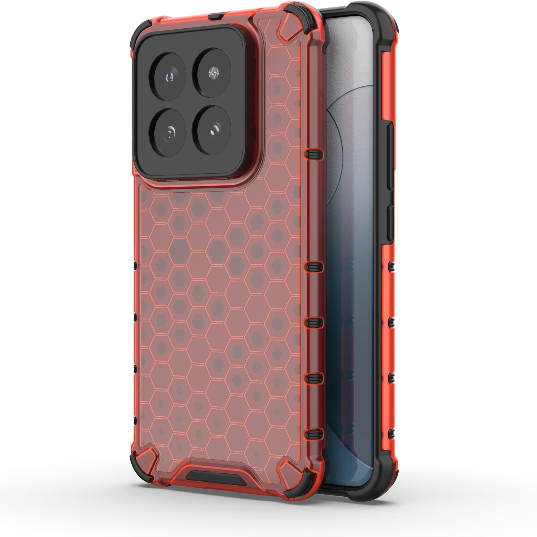 Case for Redmi K70/K70 Pro,Military-Grade Drop Protection Shockproof Slim Thin Transparent Honeycomb Heat Dissipation Dual-Layer TPU+PC Cover Phone Case for Xiaomi Redmi K70/K70 Pro 5G (Red)