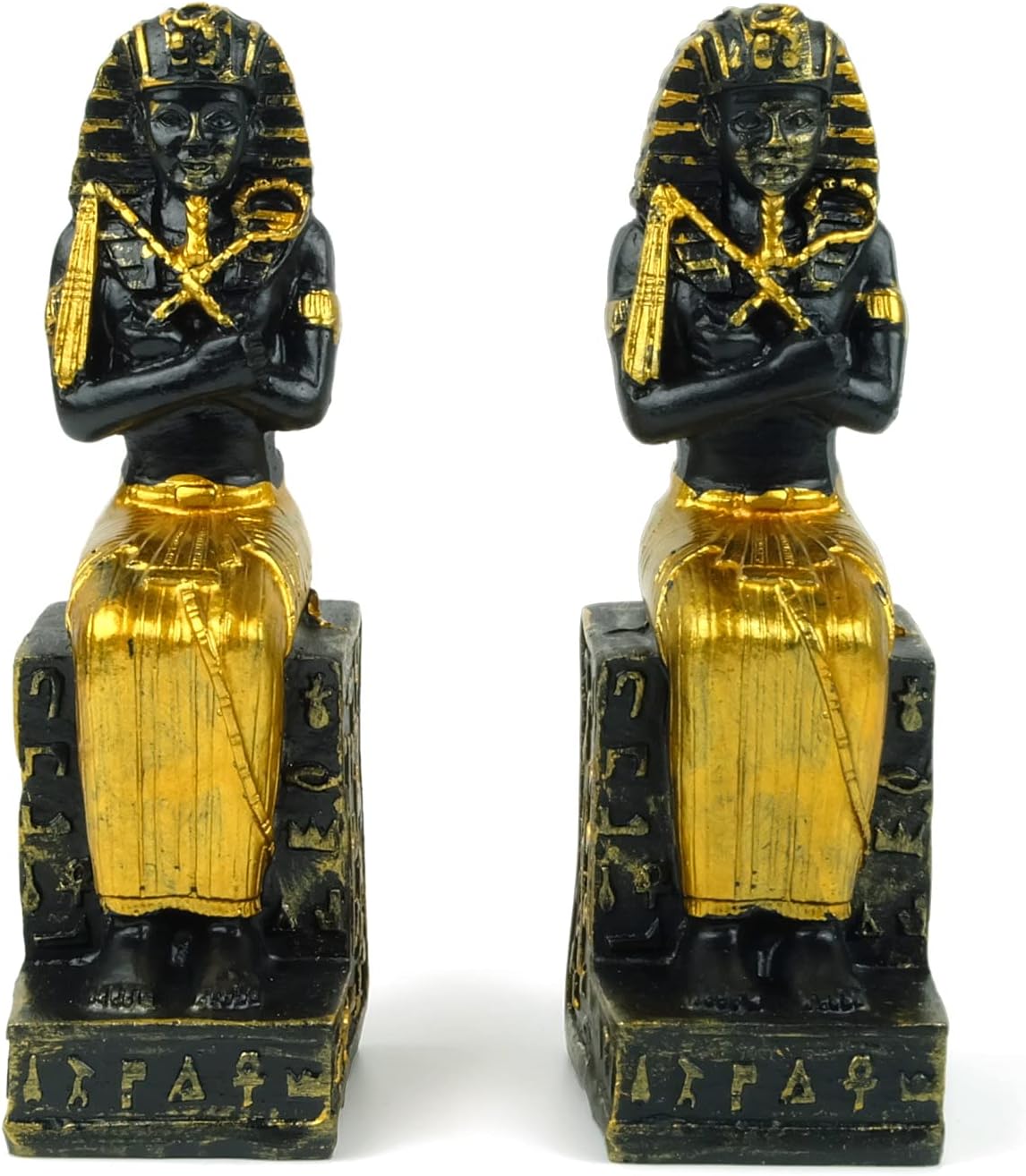 TRANSGOOD 2 Pcs/Set Pharaoh Mini Size Statue Ancient Egyptian King Tutankhamun Figurine Collectible Decorative Sculpture