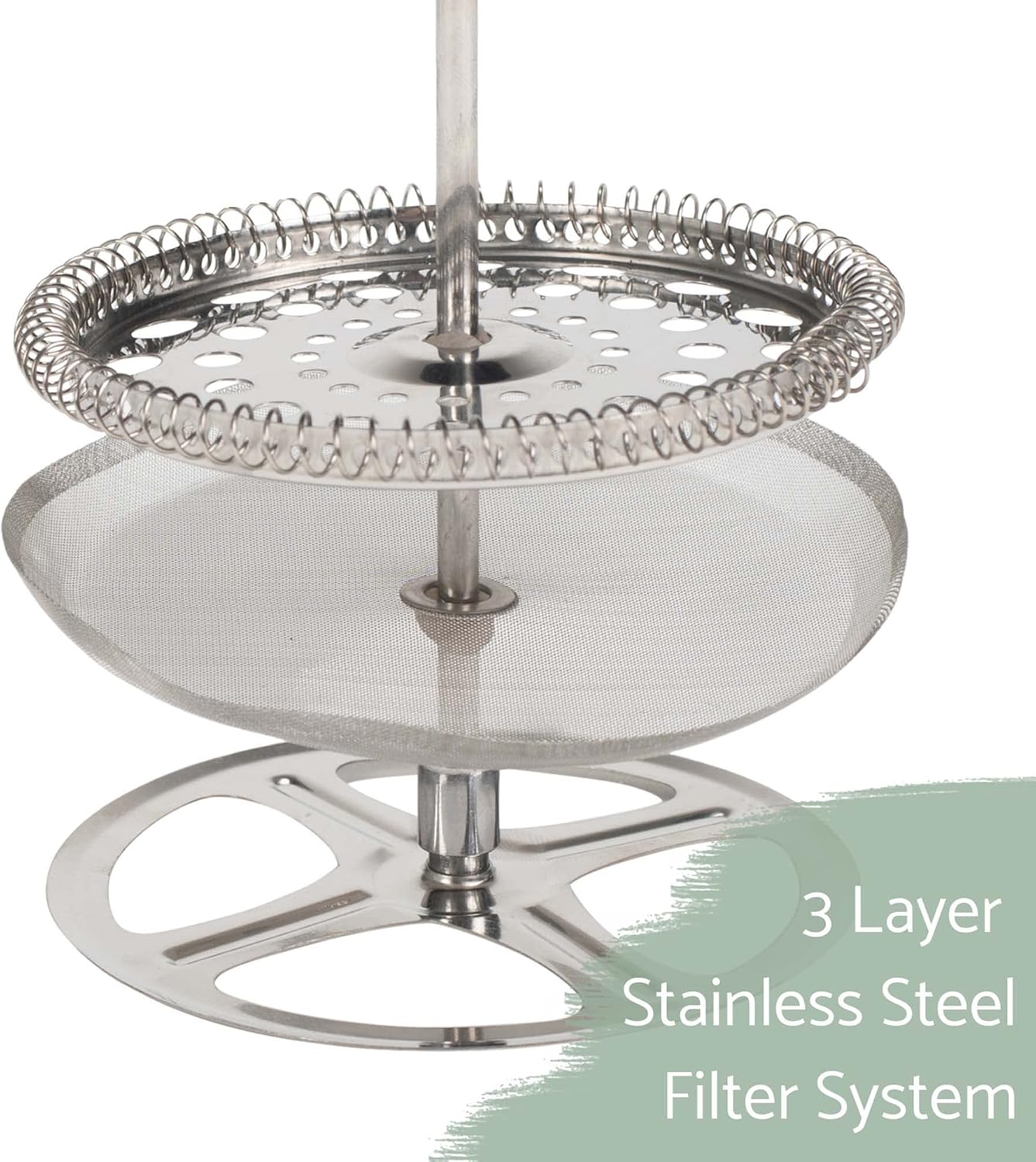 Elanze Designs Chrome 1 Liter Large Glass and Stainless Steel French Press Coffee and Loose Leaf Tea Maker