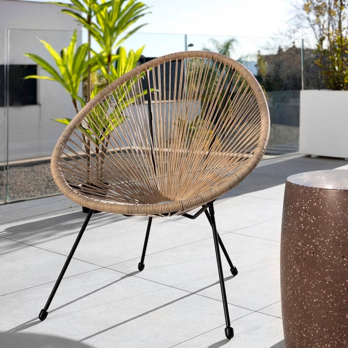 LOLAhome Sillón Acapulco para Jardín, Terraza y Exterior de Metal e Hilos de Polietileno con Topes de Goma, hasta 120kg, Interior/Exterior, 733403