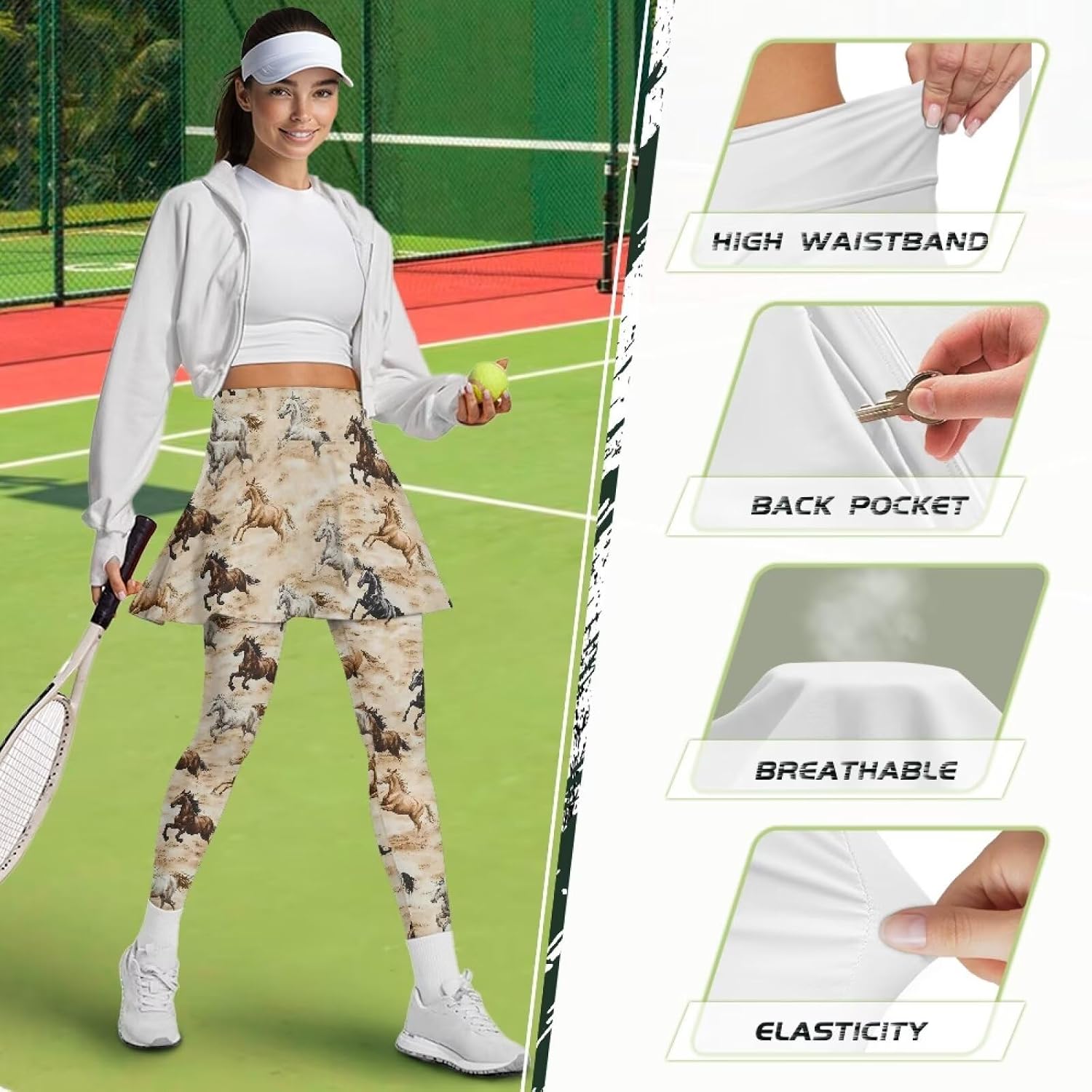 Skirt Leggings for Women Tennis Athletic Skirts with Legging Skorts Modest Athletic Skirt for Golf Running Dance