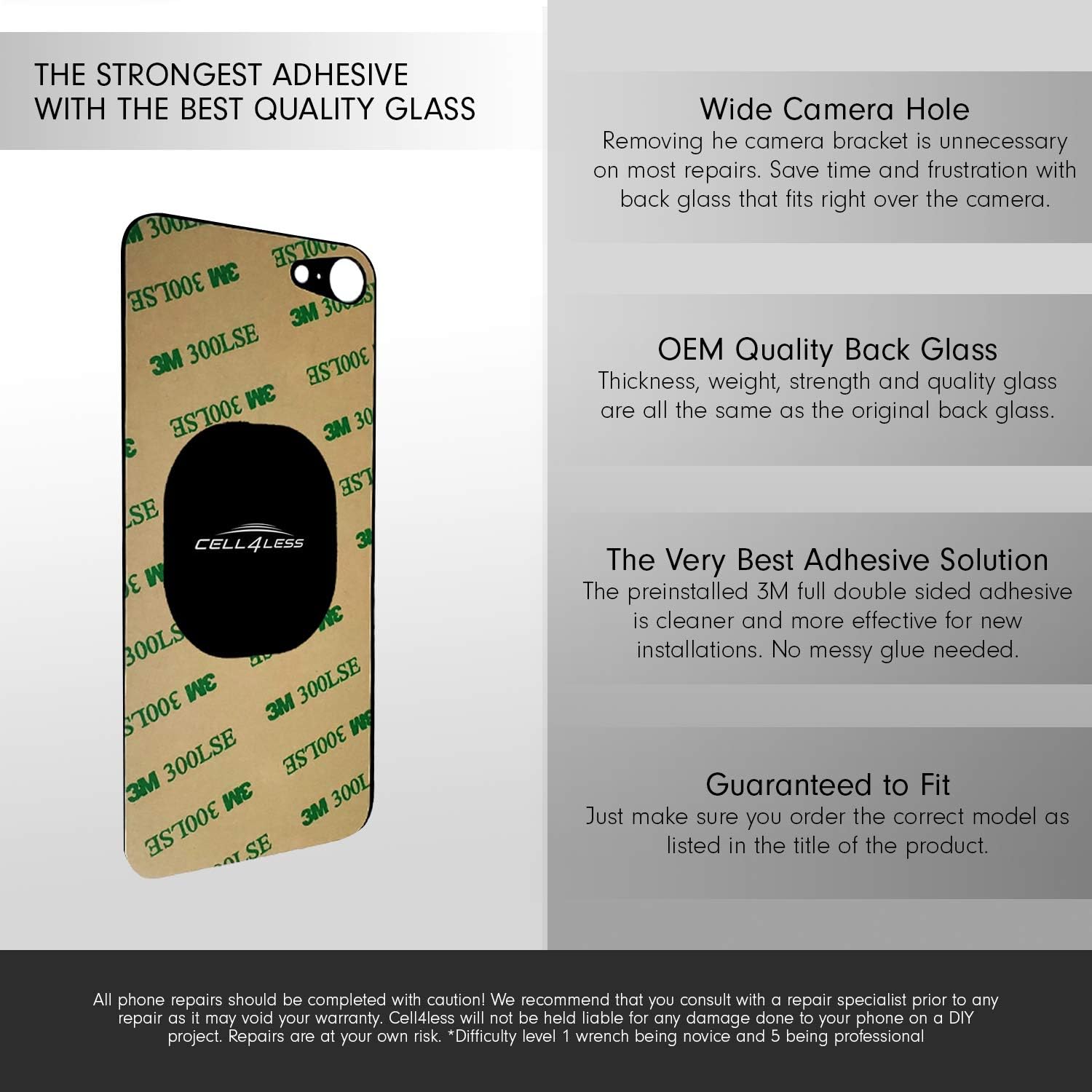 Cell4less Back Glass Compatible with The iPhone 8 W/Full Body Adhesive, Removal Tool, and Wide Camera Hole for Quicker Installation (Red) : Cell Phones & Accessories