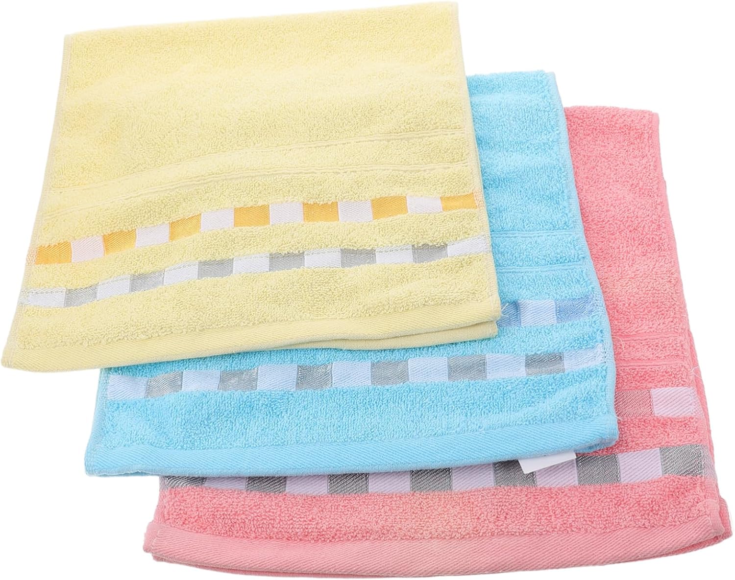 Sosoport 3pcs Cotton Washcloths Soft Absorbent Face Towels for Bathroom Gym and Home for Daily Use and Hand Drying Elegant Design for Versatile Needs