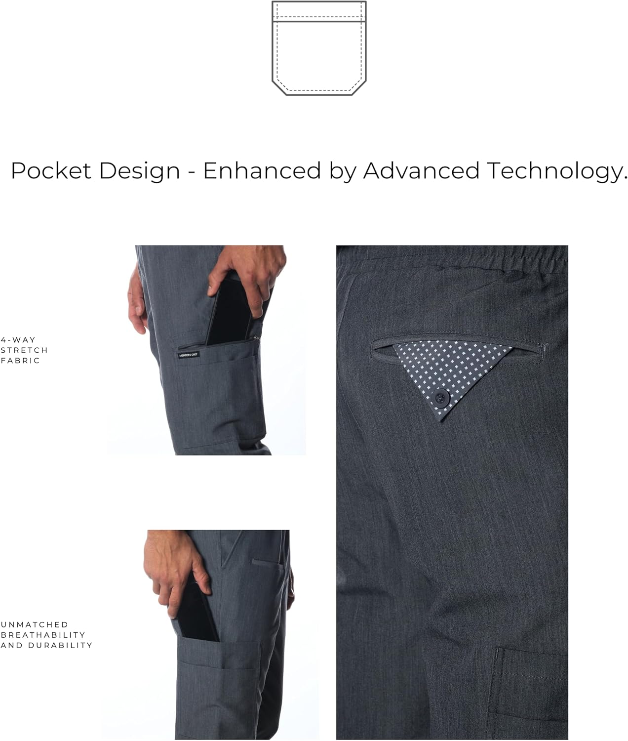 Members Only London Drawstring Men's Jogger Pants, Medical Scrubs, Hospital Scrub Pants