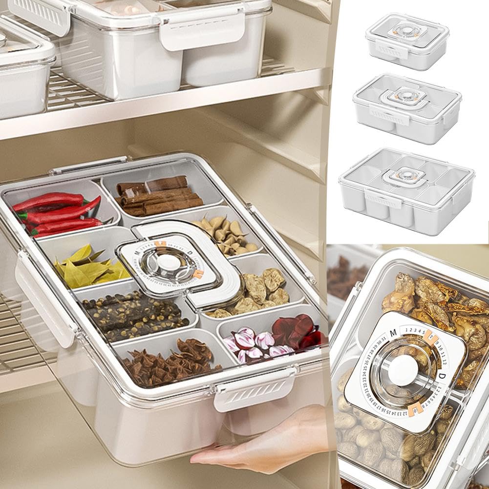Vassoio Portatrittico Con Coperchio E 8 Scomparti – Contenitore Per Snack, Frutta E Pic-nic, Trasparente - 4