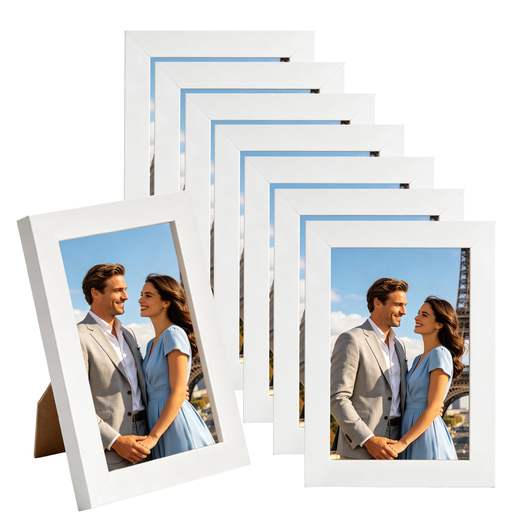 runxsam 8 pcs white solid wood picture frames 12.8x9cm (5x3.5in) table/wall
