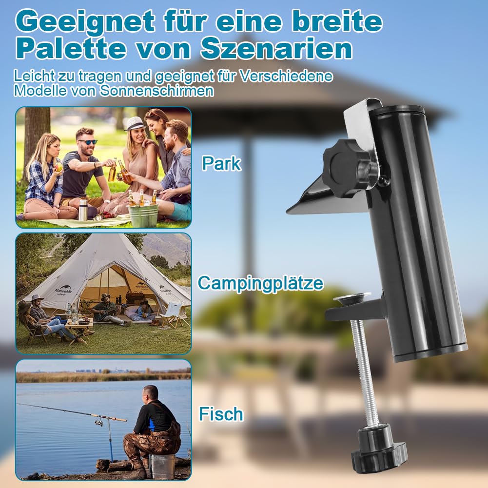 Abnaok Parasol przeciwsłoneczny, balkonowy, na poręcz balkonową, uchwyt, stojak na parasol przeciwsłoneczny z metalu, wodoszczelny i nierdzewny
