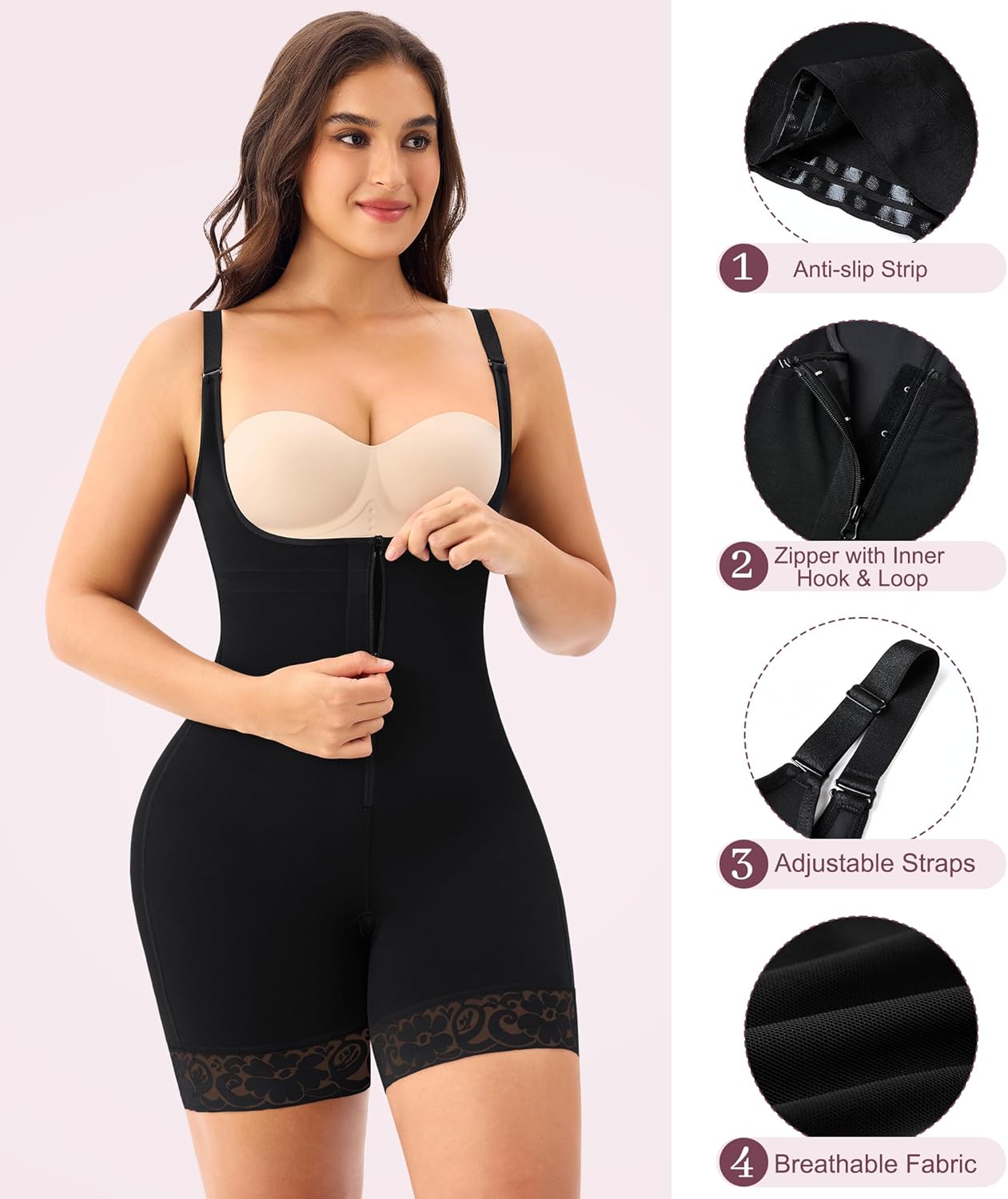 RDSIANE Shapewear for Women Fajas Colombianas Moldeadoras Full Body Shapewear Tummy Control Postpatrum Open Crotch - Image 4