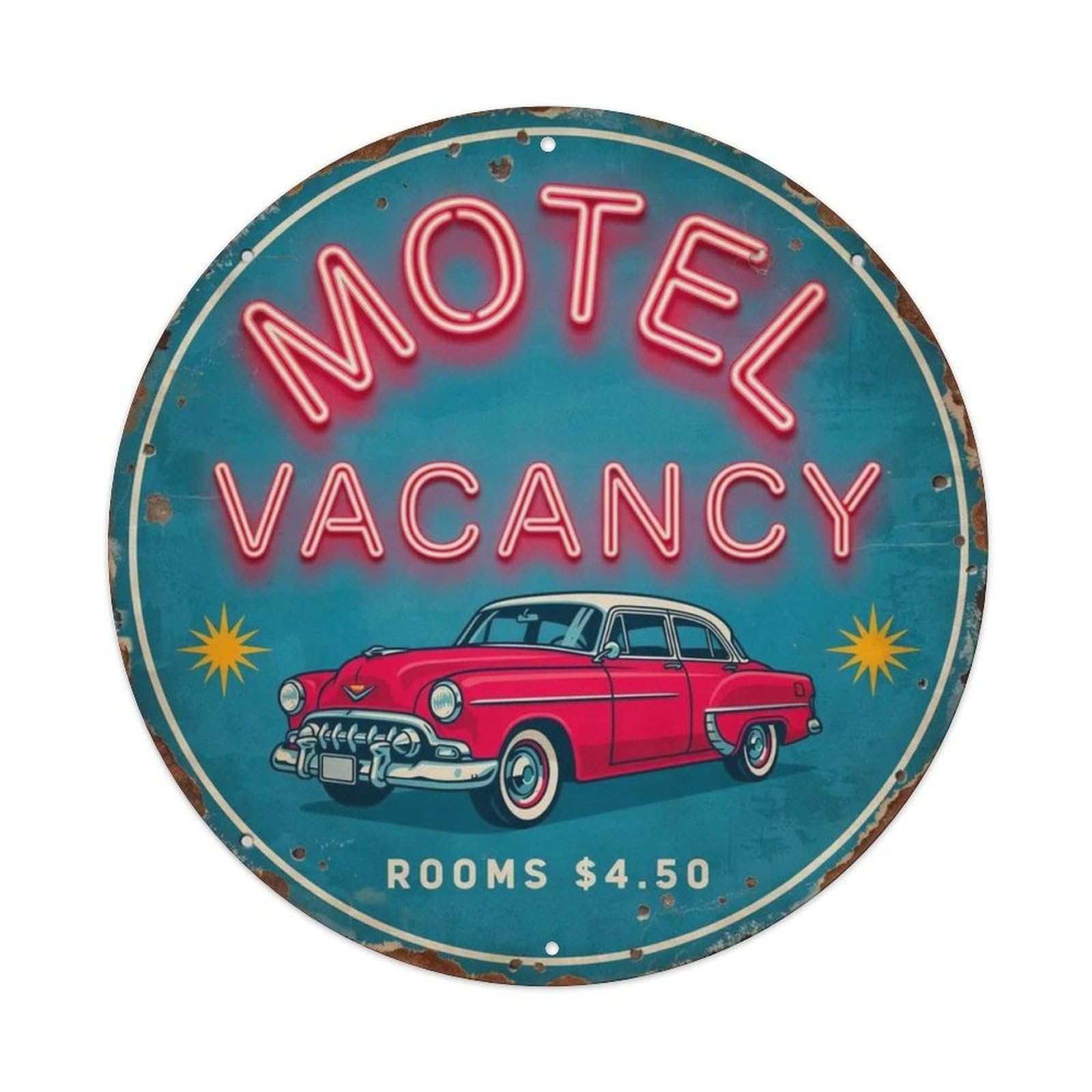 Motel Vacancy Retro Roadside Metal Tin Sign Plaque