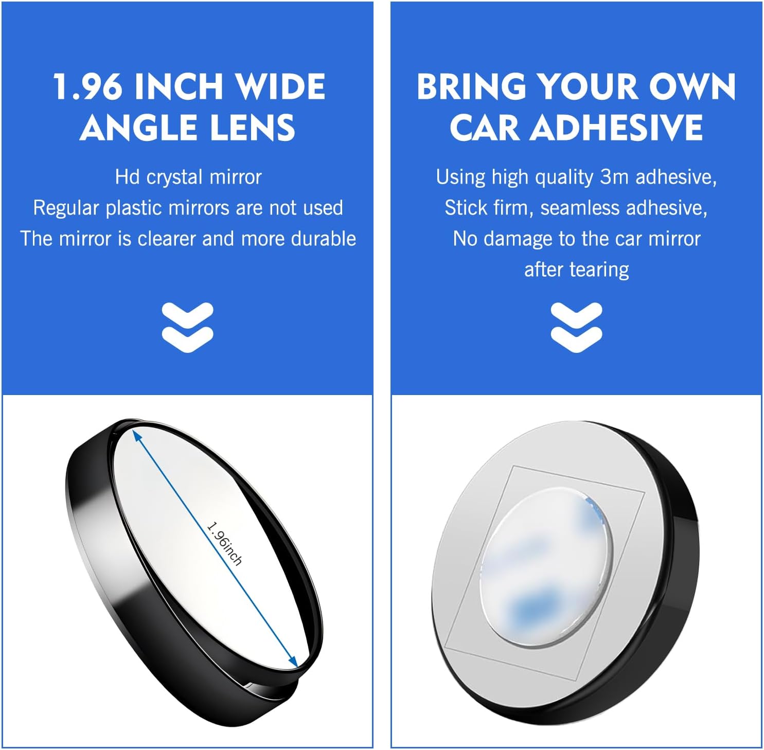 2Pcs Car Blind Spot Mirror, HD 360 Adjustable Wide Angle Convex Mirror, ABS Frame Anti-collision Housing, Universal Self-adhesive Side Rearview Auxiliary Mirror for Most Cars (Black)