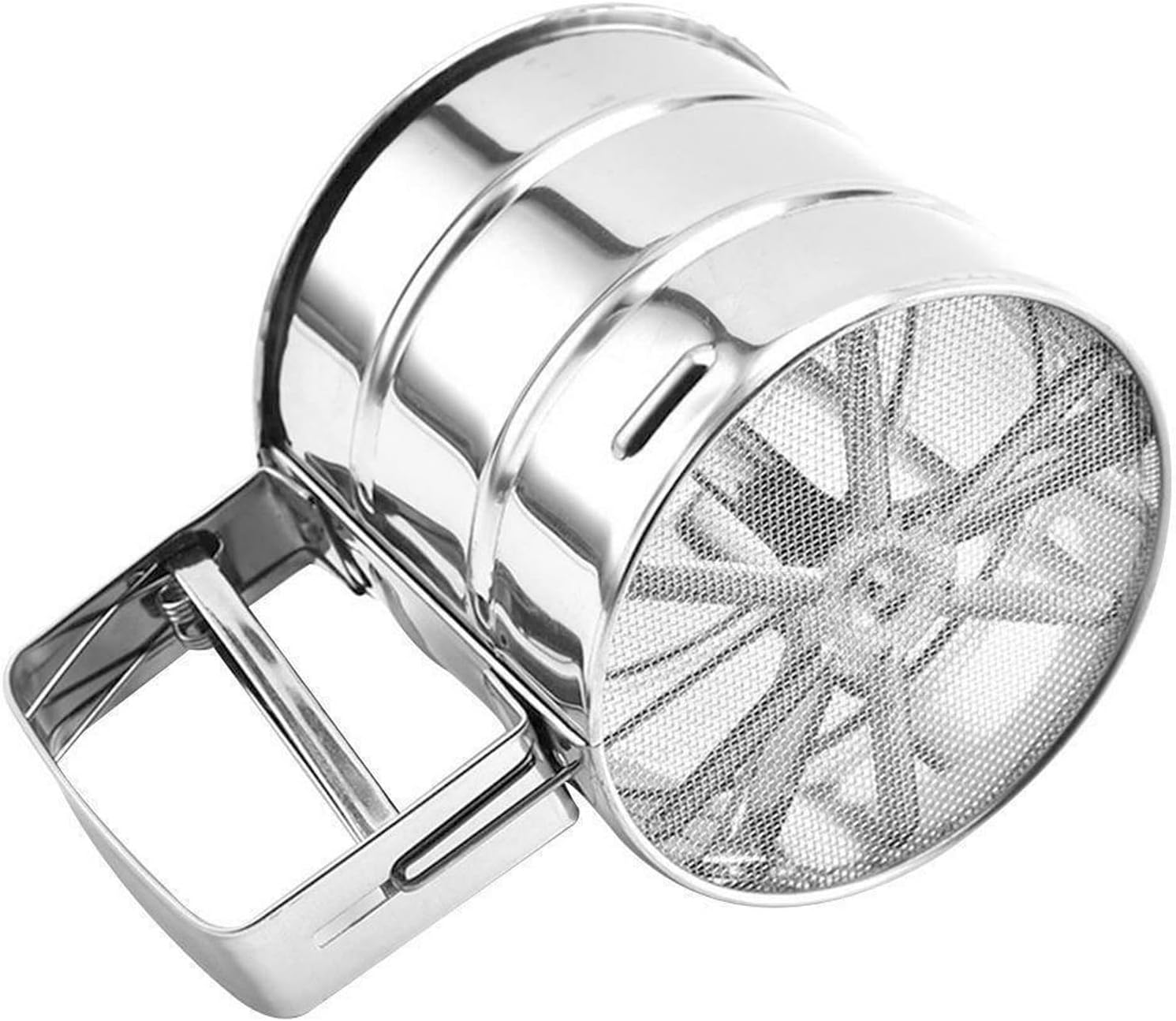 ,Sifter Hand-held Steel Flour Sieve Hand-Pressed Small Semi-Automatic Flour Cup Screen Baking Tool Flour Sieve