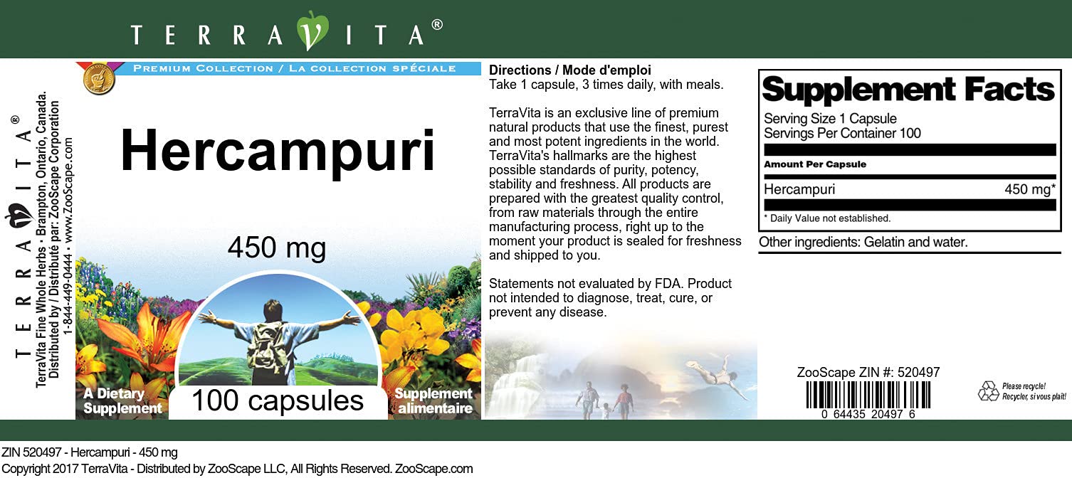 Amazon.com: Hercampuri - 450 mg (100 Capsules, ZIN: 520497) : Health &  Household