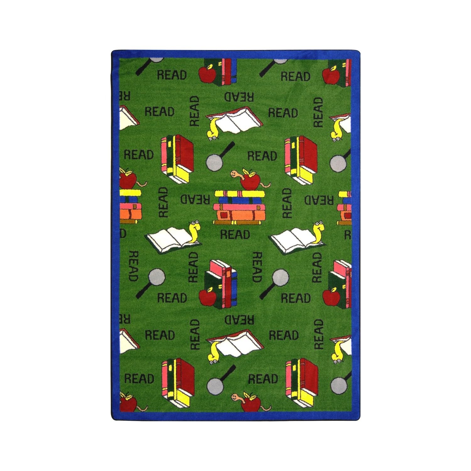 Joy Carpets Kid Essentials Language & Literacy Bookworm Rug, Green, 3'10" x 5'4"